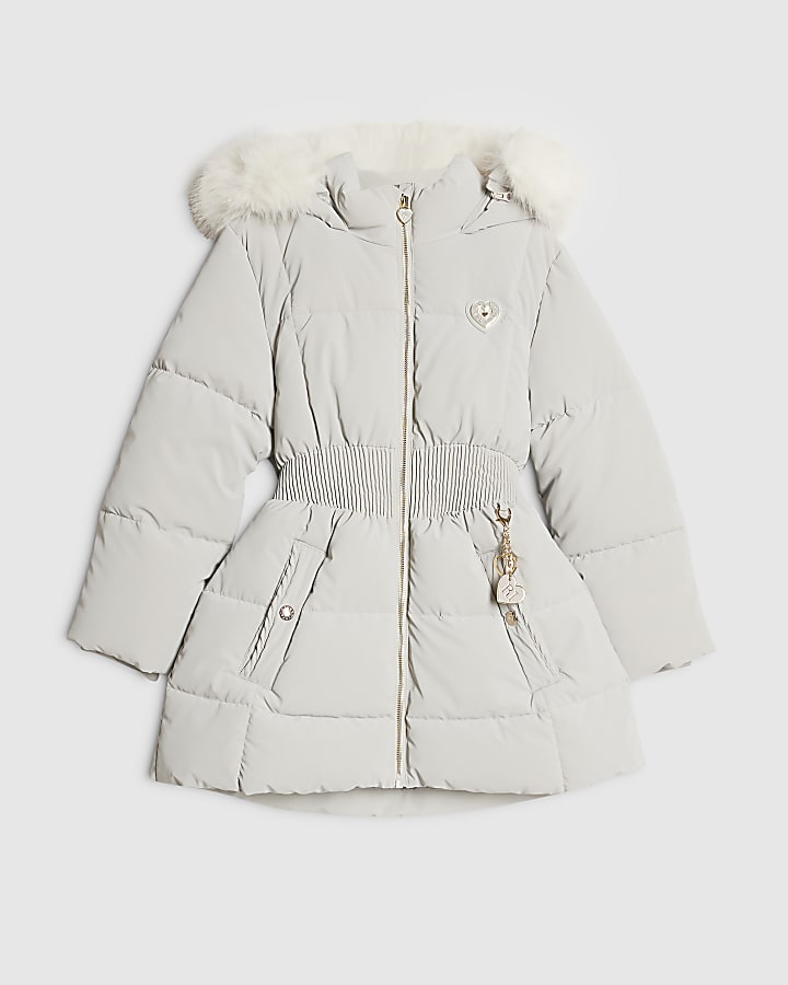 Girls Grey Hooded Padded Coat