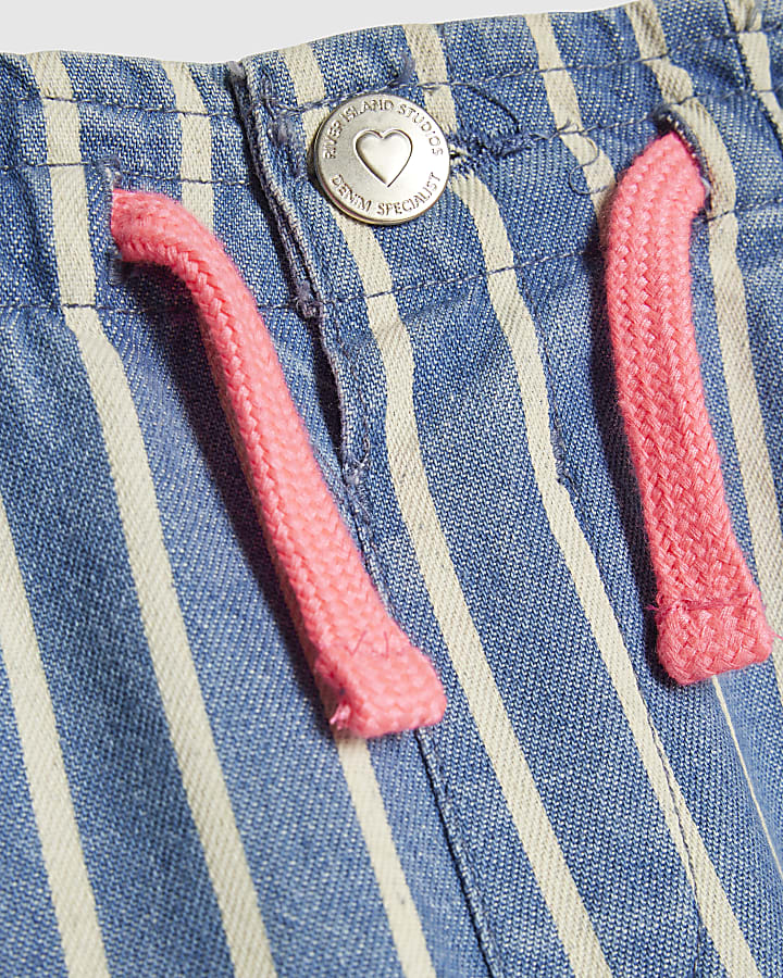 Girls Stripe Wide Leg Jeans
