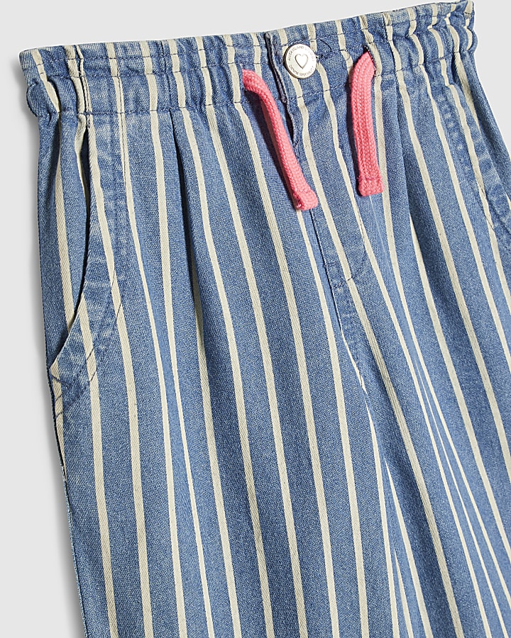 Girls Stripe Wide Leg Jeans