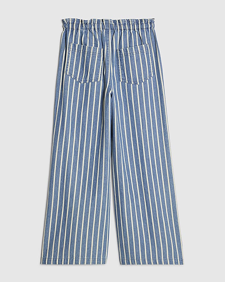 Girls Stripe Wide Leg Jeans