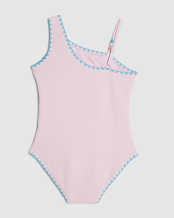 Girls Pink Sequin Shell Swimsuit