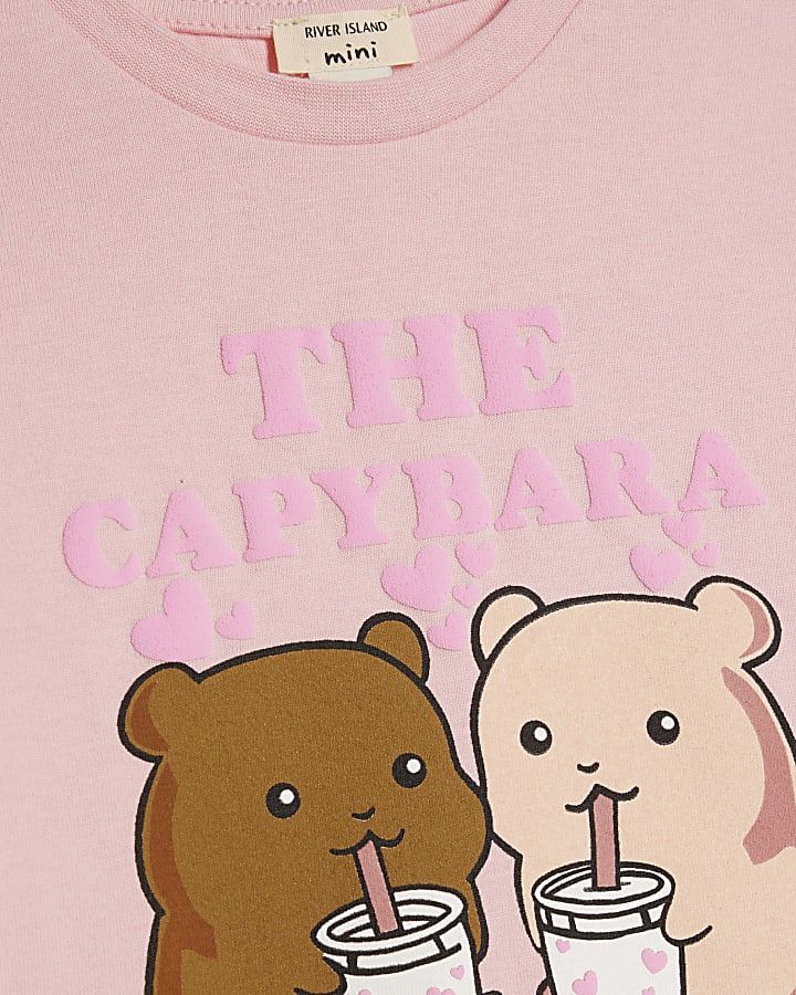 Mini Girls Pink Cappybara T-Shirt