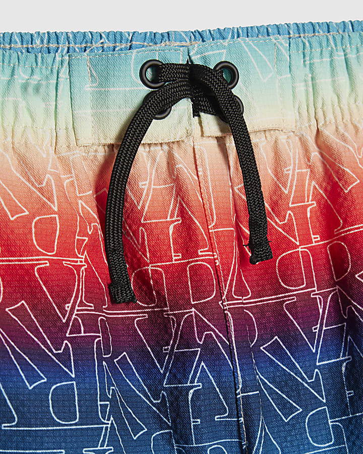 Mini Boys Blue Ombre Monogram Swim Shorts