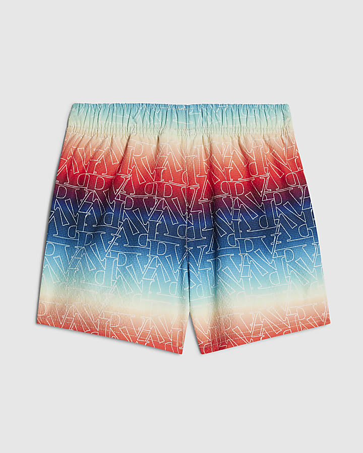 Mini Boys Blue Ombre Monogram Swim Shorts