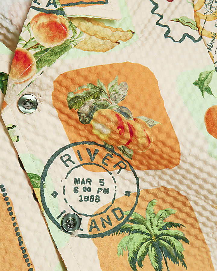 Mini Boys Cream Postcard Print Swim Set