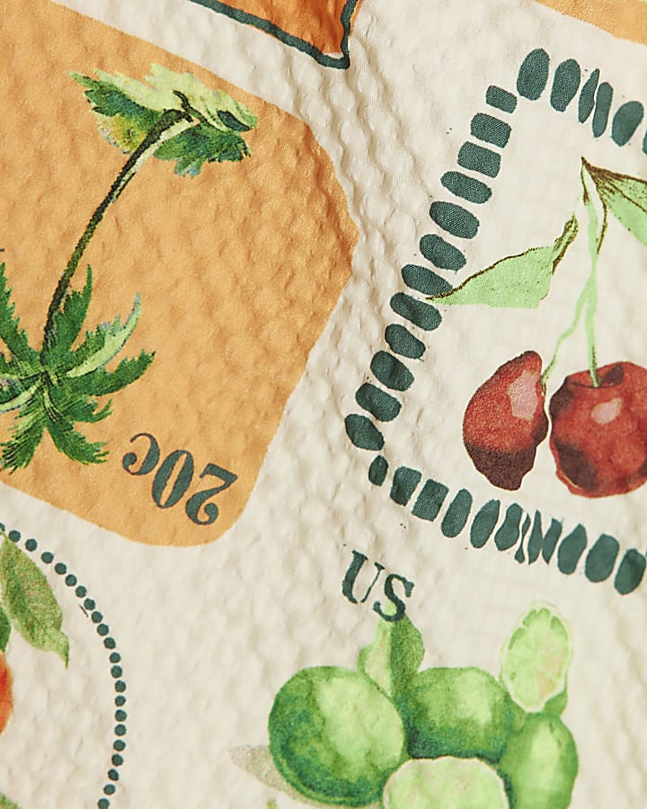 Mini Boys Cream Postcard Print Swim Set