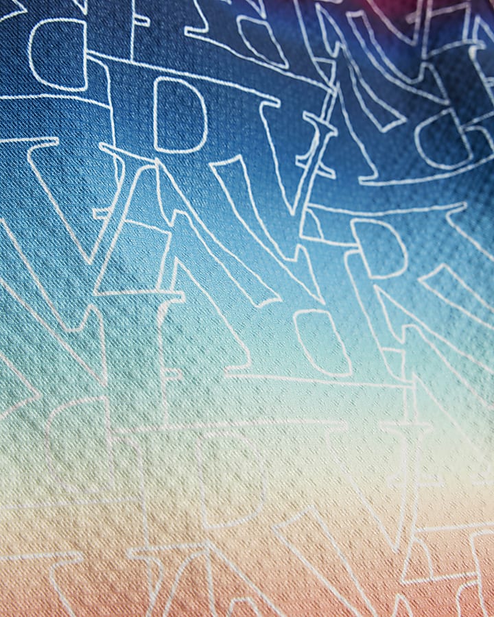 Boys Blue Ombre Monogram Swim Shorts