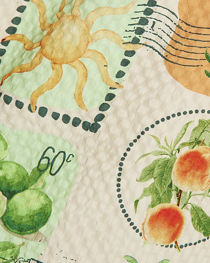 Boys Cream Postcard Print Swim Set