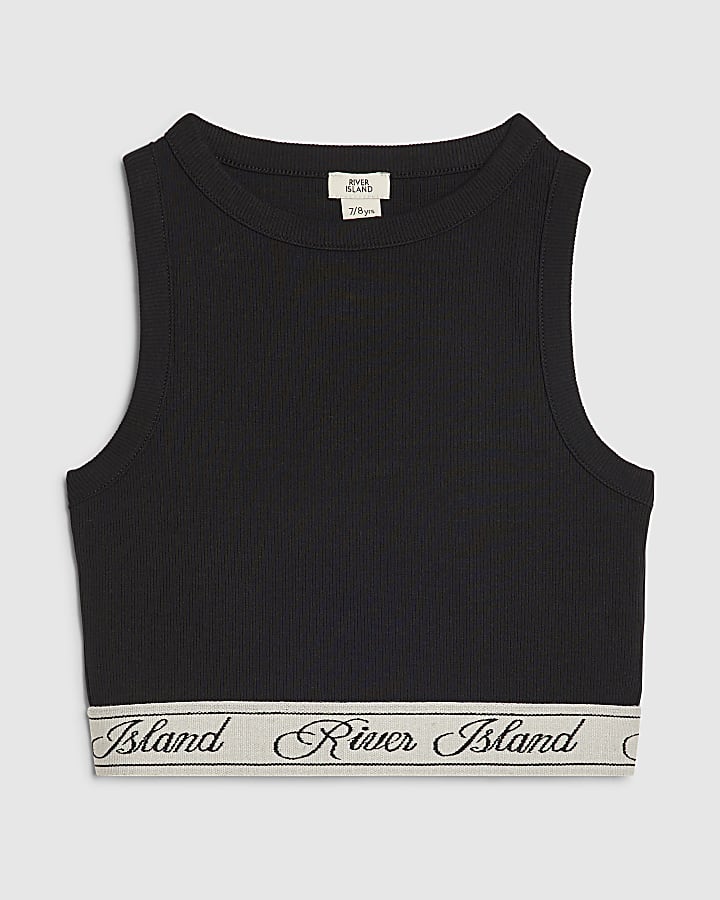 Girls Black Script RI Tank Top