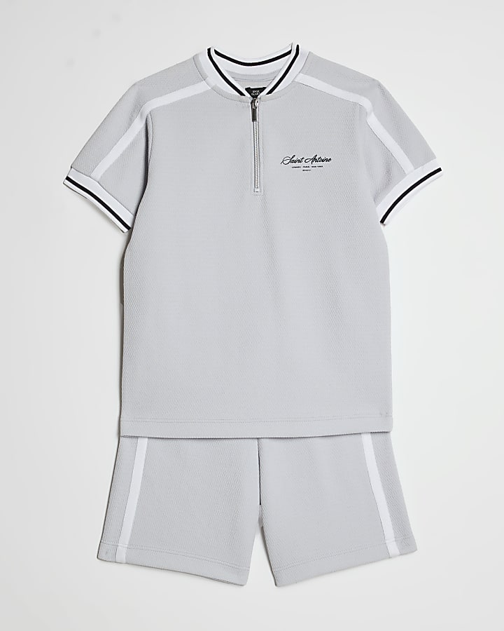 Boys Blue Slim Fit Baseball Polo Set