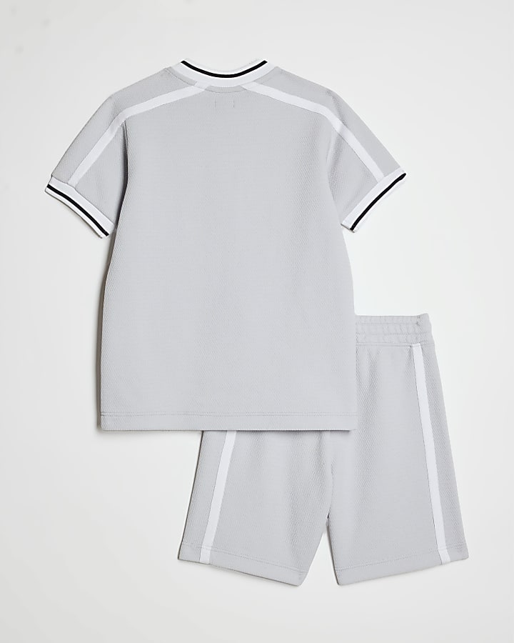 Boys Blue Slim Fit Baseball Polo Set