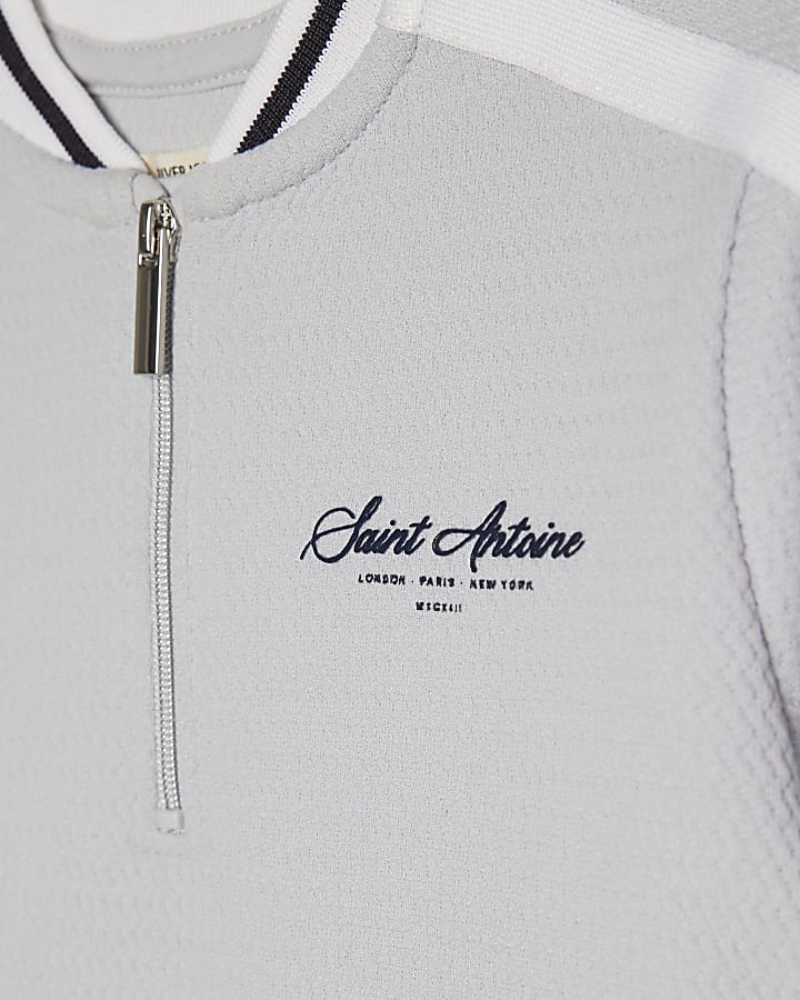 Mini Boys Blue Slim Fit Baseball Polo Set