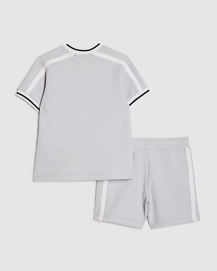 Mini Boys Blue Slim Fit Baseball Polo Set
