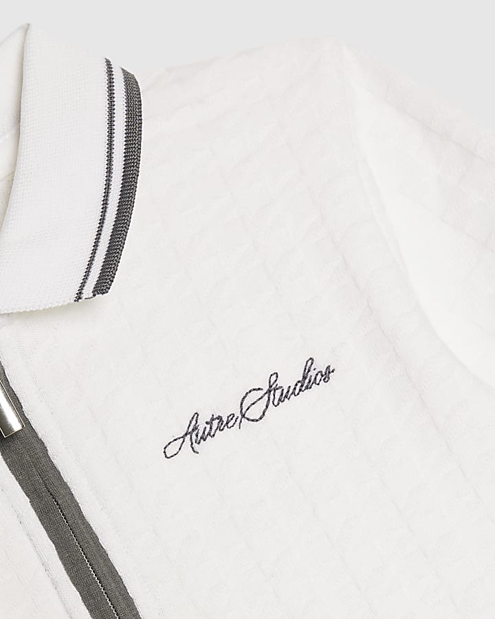 Mini Boys White Polo Shirt And Shorts Set