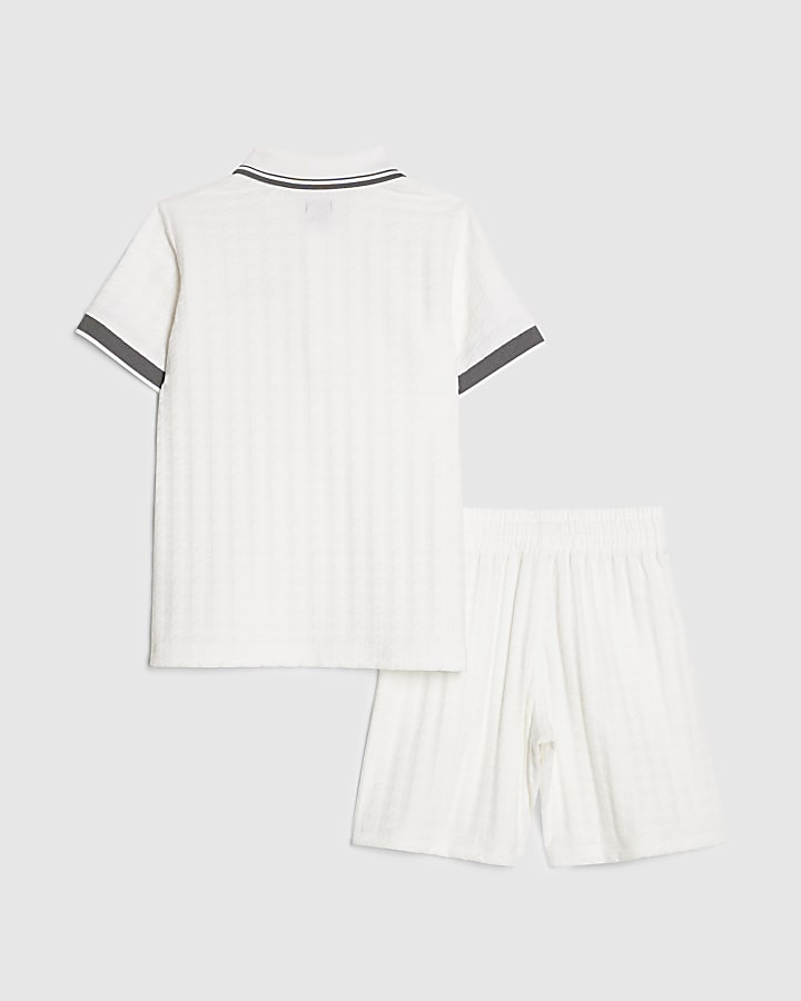 Boys White Polo Shirt And Shorts Set