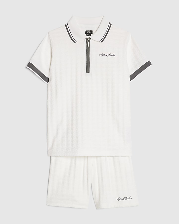 Boys White Polo Shirt And Shorts Set