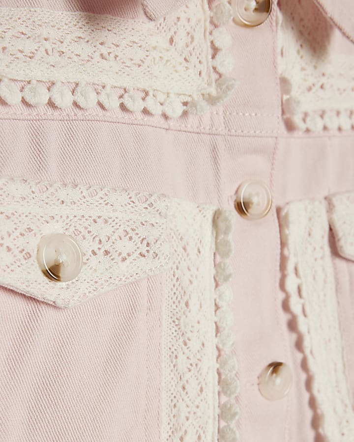 Mini Girls Pink Lace Shacket