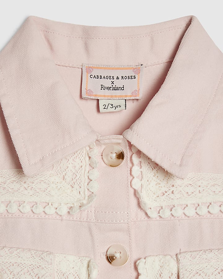 Mini Girls Pink Lace Shacket