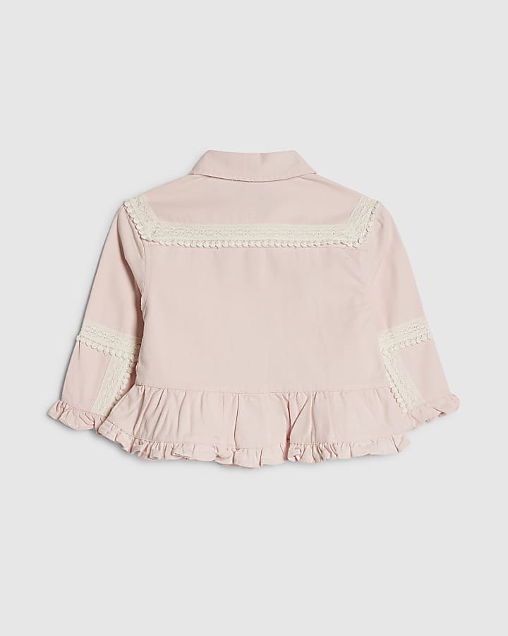 Mini Girls Pink Lace Shacket