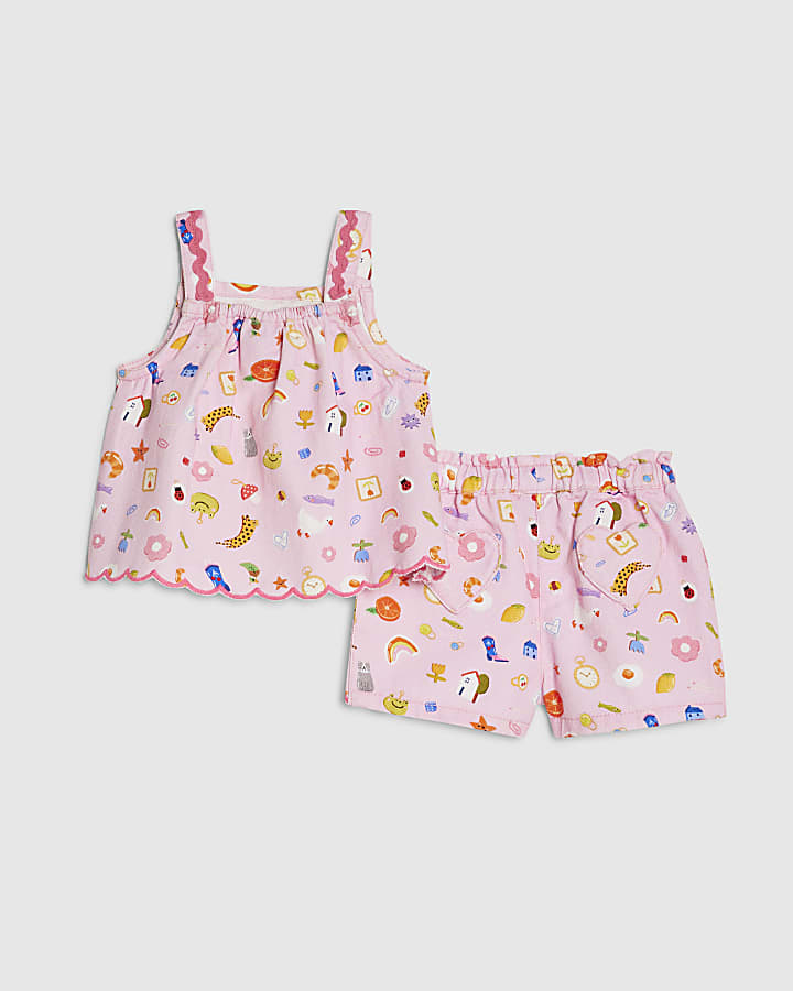 Baby Girls Pink Icon Bow Cami Set