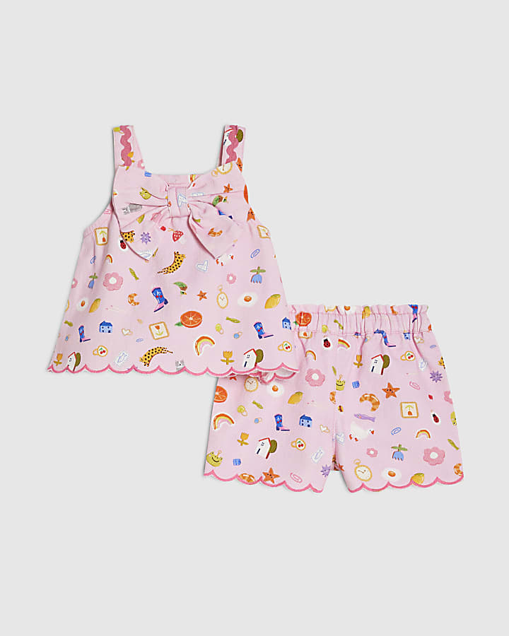 Baby Girls Pink Icon Bow Cami Set