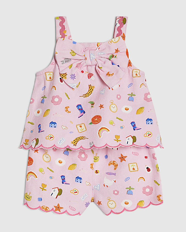 Baby Girls Pink Icon Bow Cami Set