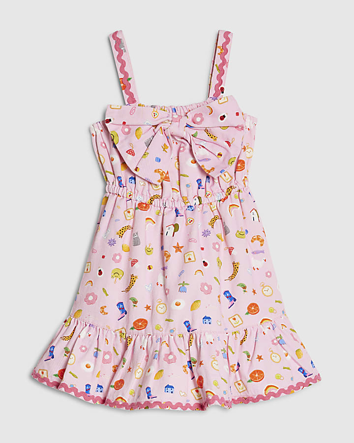 Mini Girls Pink Icon Bow Dress