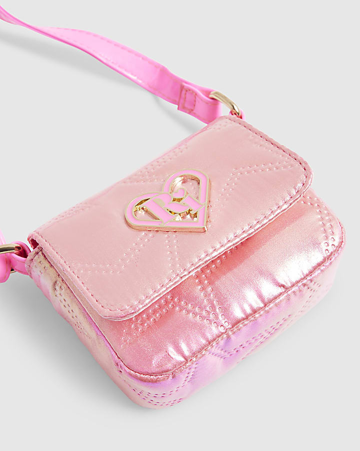 Girls Pink Mini Fold Over Flap Cross Body Bag