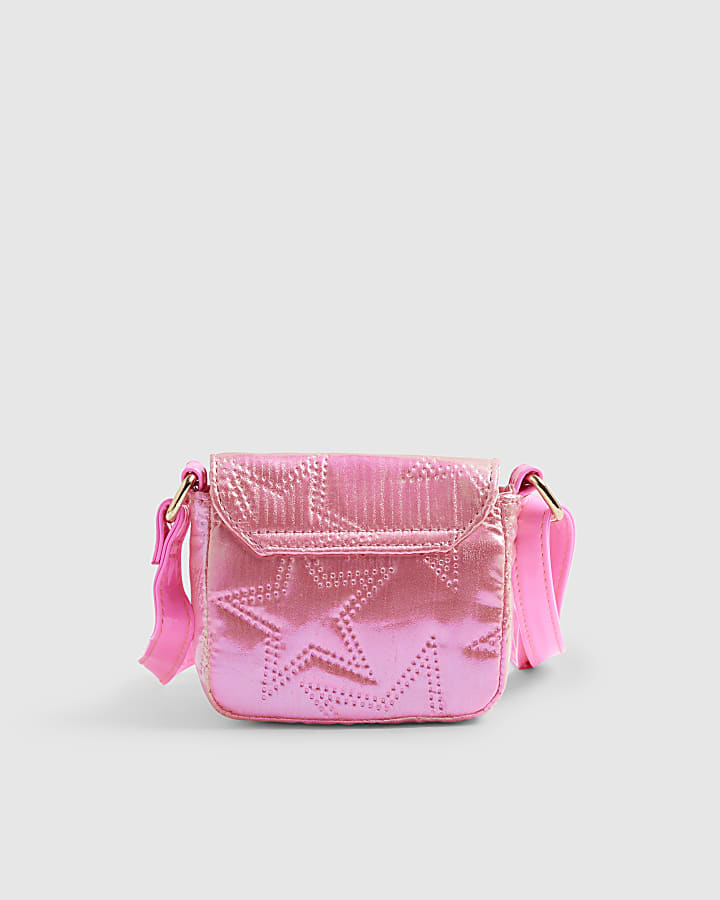 Girls Pink Mini Fold Over Flap Cross Body Bag