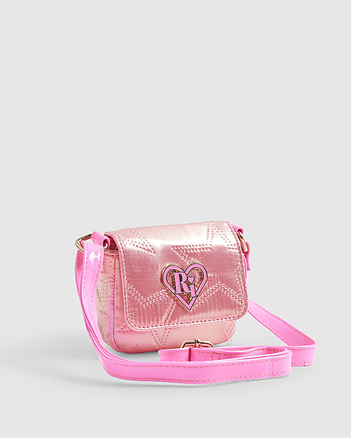 Girls Pink Mini Fold Over Flap Cross Body Bag