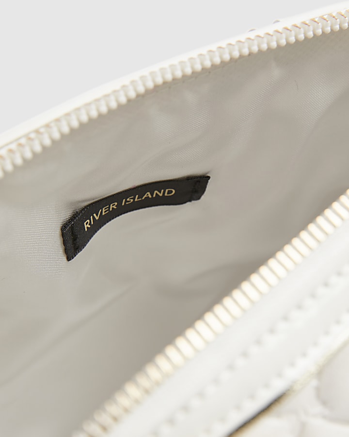 Girls Cream Quilted Bow Cross Body Bag