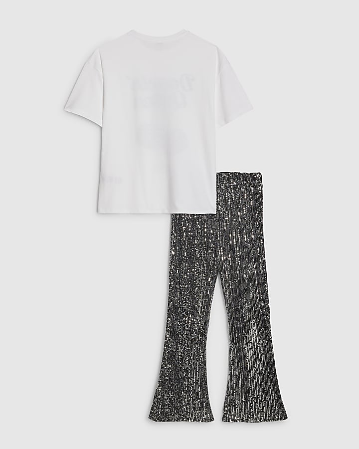 Girls White Dancing Queen T-Shirt Set