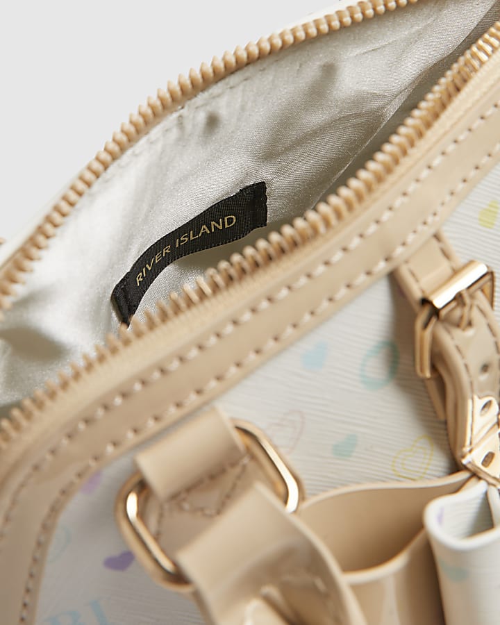 Girls White Monogram Cross Body Bag