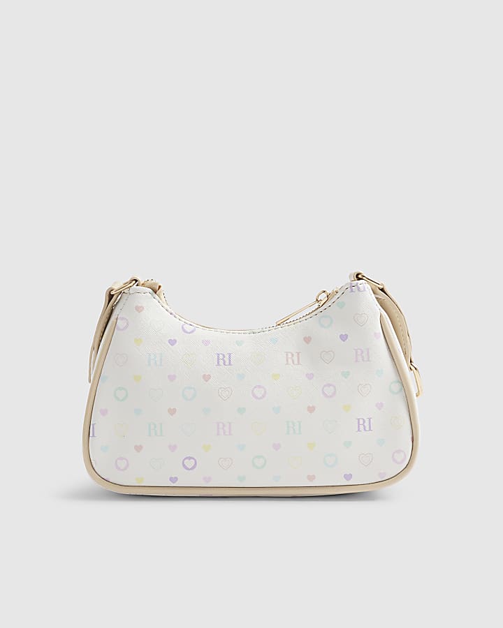White Multi Colour Monogram Scoop Bag