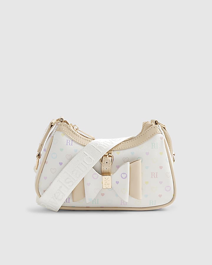 White Multi Colour Monogram Scoop Bag