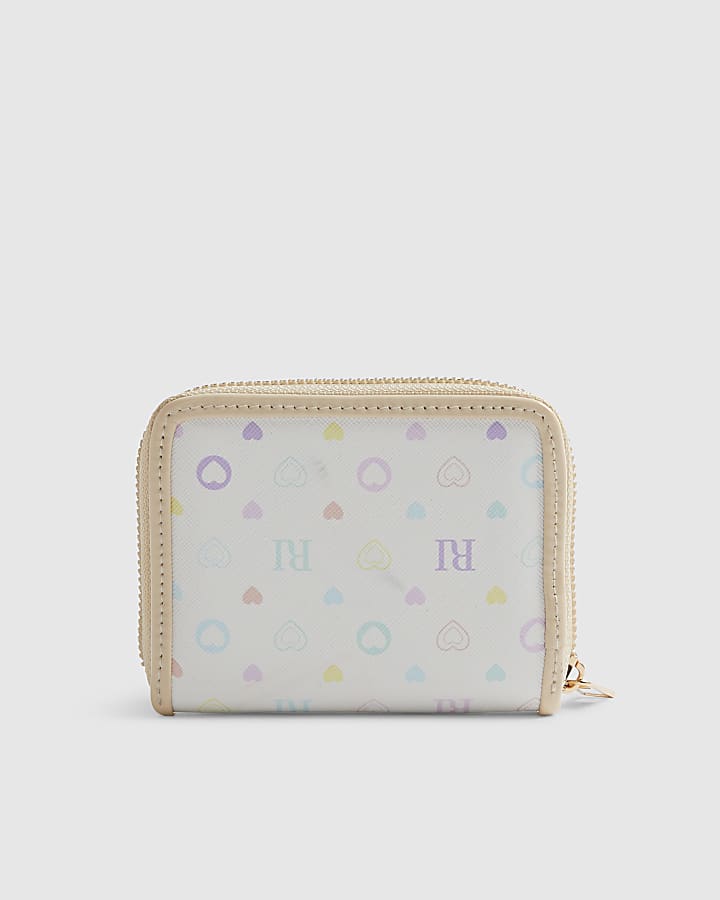 Girls White Monogram Bow Purse