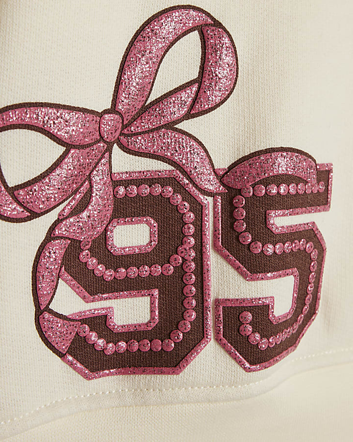 Girls White 1995 Bow Polo Sweatshirt