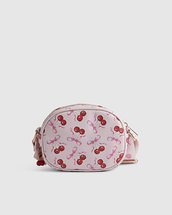 Girls Pink Cherry Oval Cross Body Bag