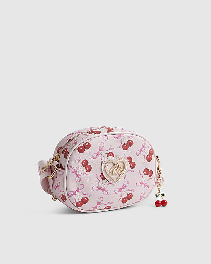 Girls Pink Cherry Oval Cross Body Bag