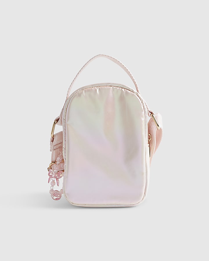 Girls Pink Quilted Heart Cross Body Bag