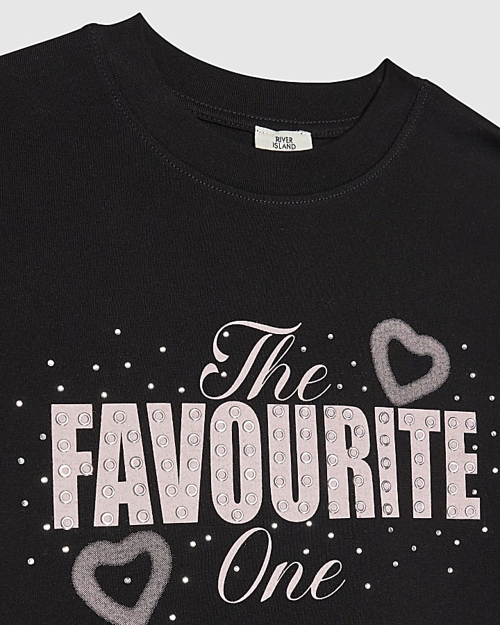 Girls Black The Favourite One Crop T-Shirt