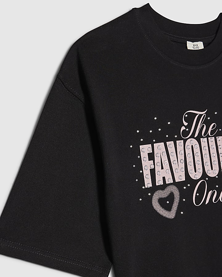 Girls Black The Favourite One Crop T-Shirt