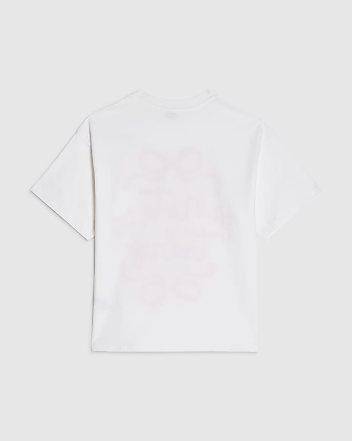 Girls White Not Today Bow T-Shirt