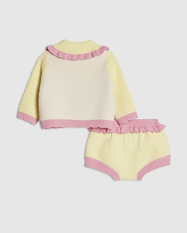 Baby Girls Yellow Tulip Knit Bloomer Set