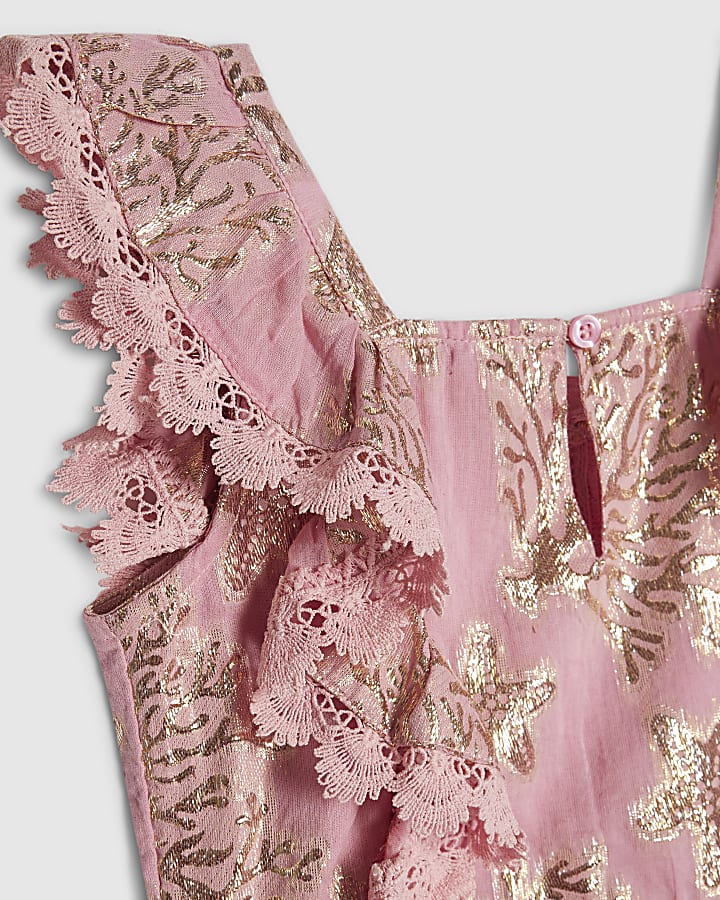 Girls Pink Sea Life Print Top & Skirt Set