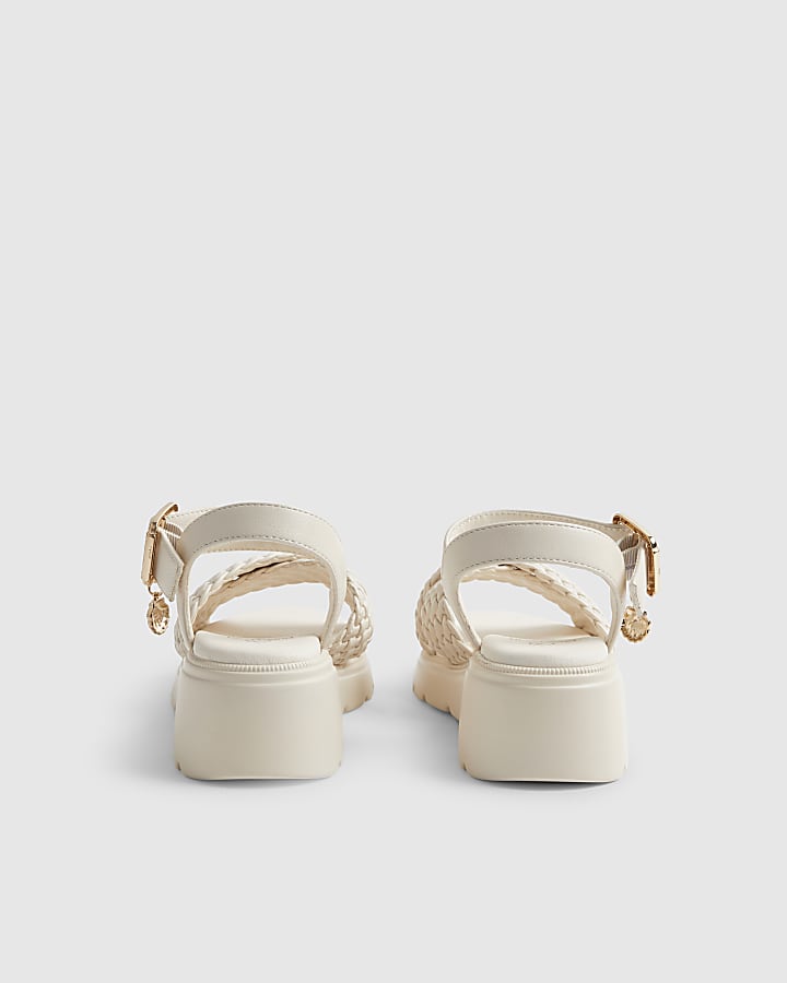 Girls Beige Plaited Wedge Sandals