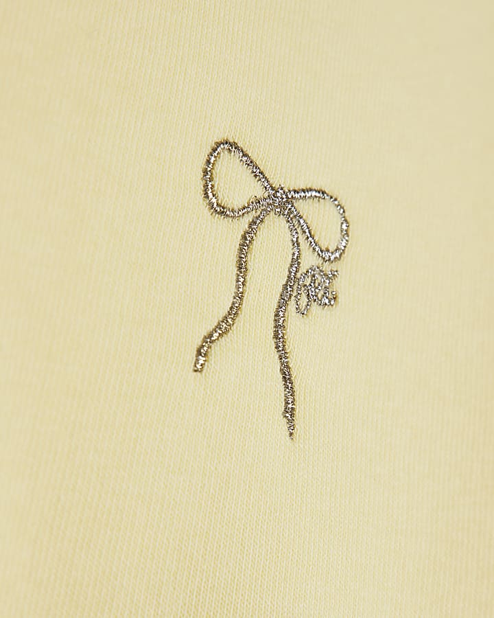 Mini Girls Yellow Hybrid Bow Sweatshirt Set