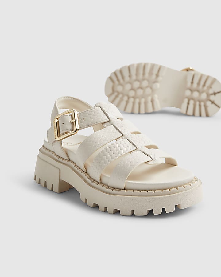 Girls Cream Heeled Sandals