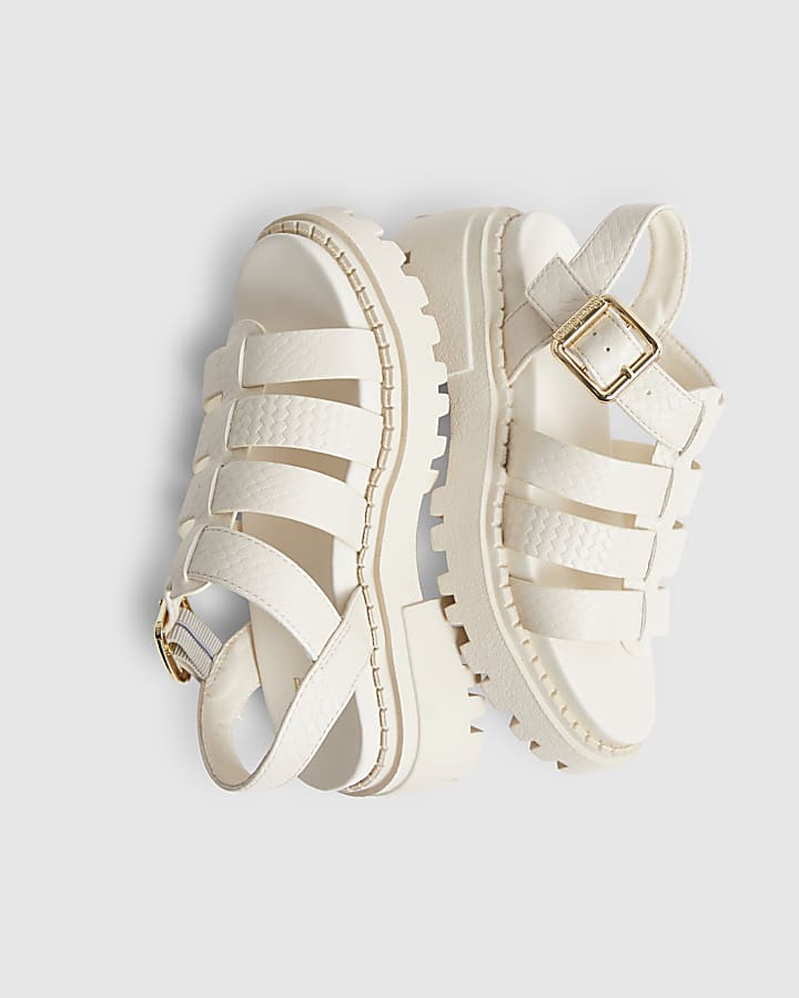 Girls Cream Heeled Sandals