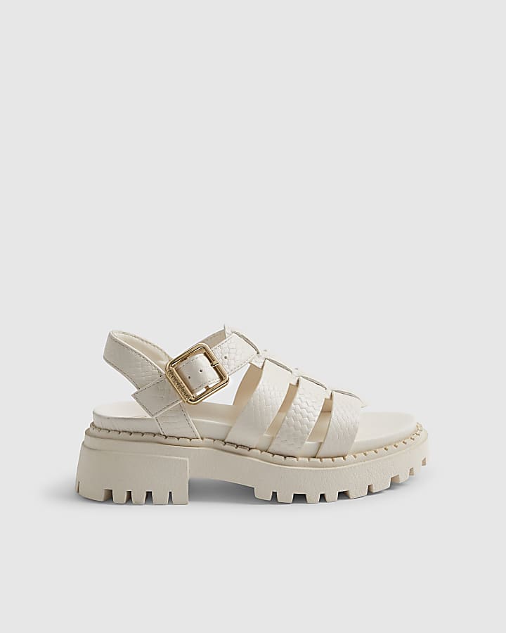 Girls Cream Heeled Sandals